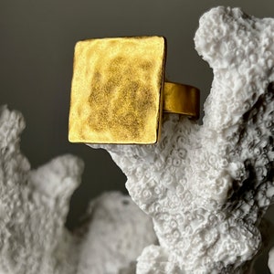 Ebb and flow ring Baltic Sea gold square 22K matt gold plated ring gold plated by ebbe und flut® image 2