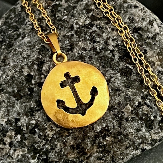 Ebb and Flow Necklace Anchor 22K matte gold-plated - maritime anchor chain ebbe und flut®
