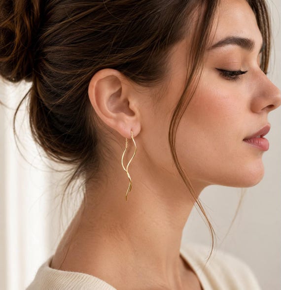 Gold-plated spiral threader earrings made of 925 sterling silver - elegant earrings