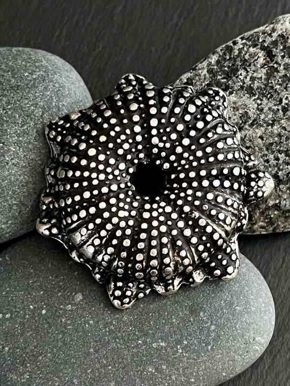 Ebb and flow belt buckle starfish silver - Maritime belt buckle sea urchin for interchangeable belts with 4 cm width