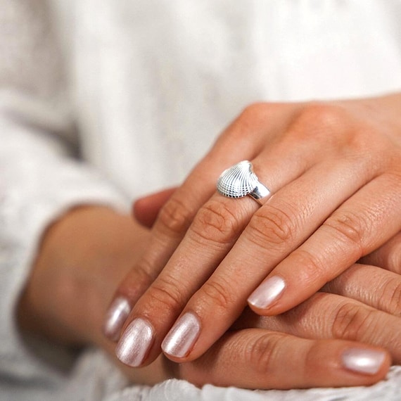 Ebb and Flow Ring Shell - Shell Ring Large Nordlust Borkum - 925Silver