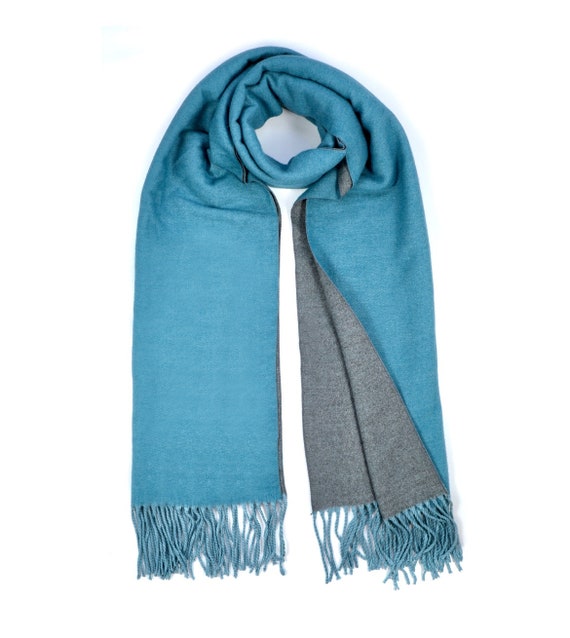 Ebb and flow reversible scarf petrol/gray