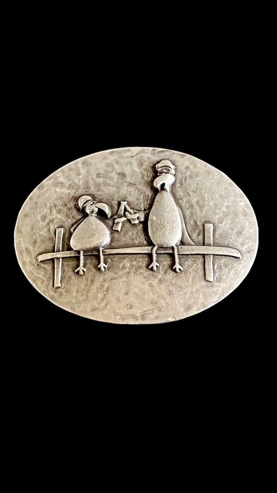 Ebb and Flow Belt Buckle Party Seagulls - Maritime Belt Buckle Seagulls for interchangeable belts with 4 cm width