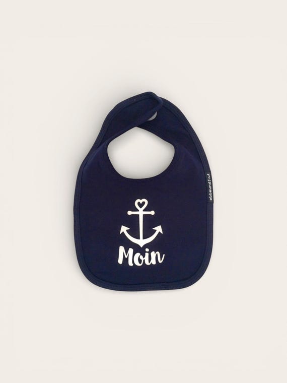 Ebb and Flow Baby Bib Moin Anchor Dark Blue - Fair Trade & Organic - Moin, Bib Anchor, Baby Gift, ebbe und flut®