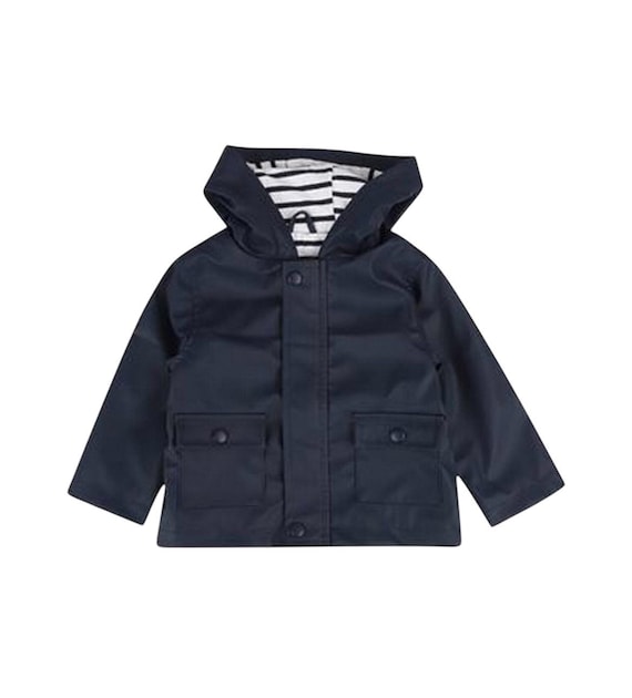 Ebbe und Flut baby rain jacket, Friesennerz dark blue - lined, blue and white striped, rain jacket for children, ebbe und flut®