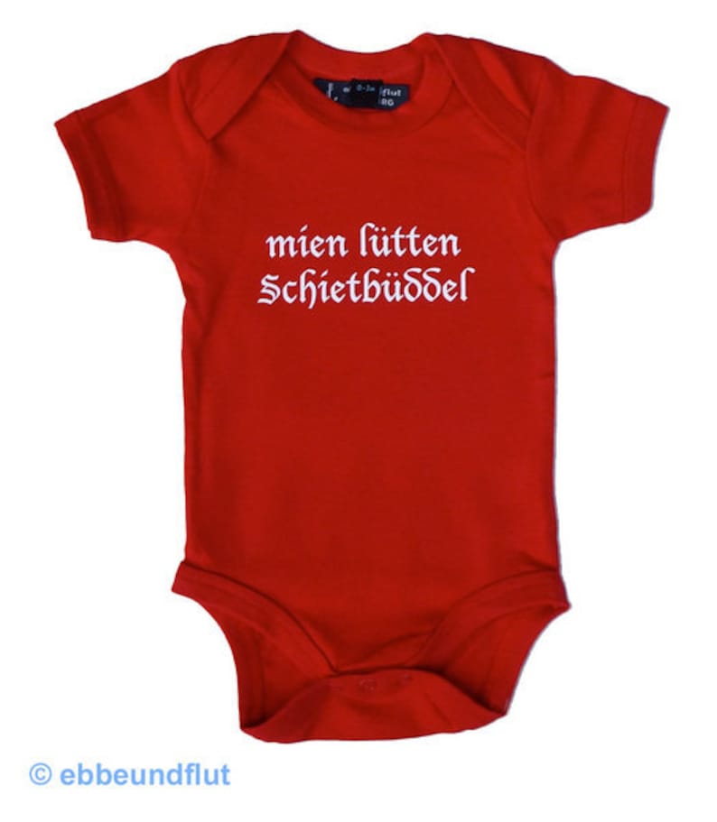 Ebbe und Flut Baby-Body mien lütten Schietbüddel, Hamburger Deern, Hamburg Geschenk, Plattdeutsch, Schietbüdel, ebbe und flut® Bild 1