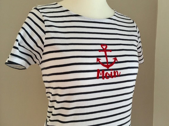 Ebb and Flow Summer Shirt Moin - white and blue striped - Maritime light striped shirt Moin with anchor - Slim Fit, ebbe und flut®