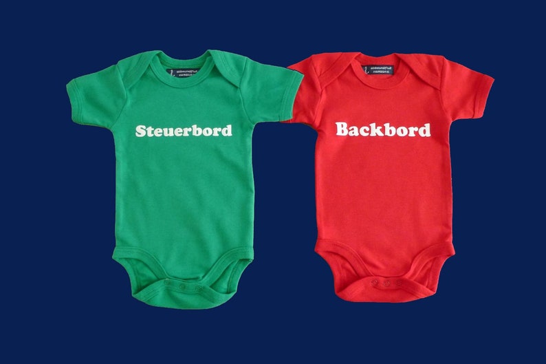twins twins baby romper suits gift for birth Twin pack: Baby-Bodies Starboard /& Port-Fair trade-green red babyset