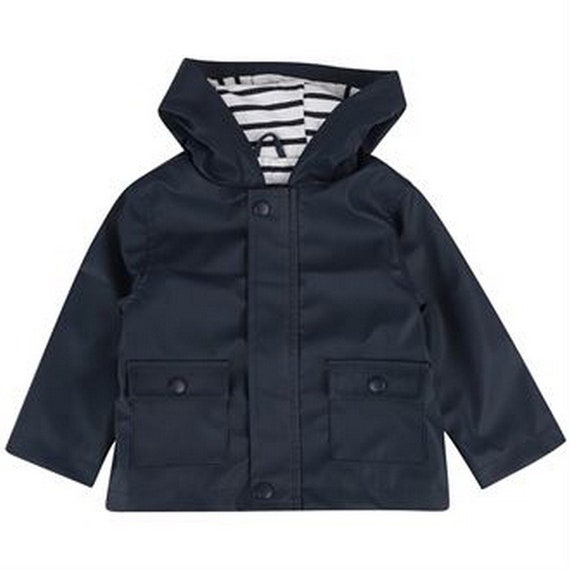 Ebb and flow baby rain jacket, Friesennerz dark blue - lined, blue and white stripes, rain jacket for children, ebbe und flut®