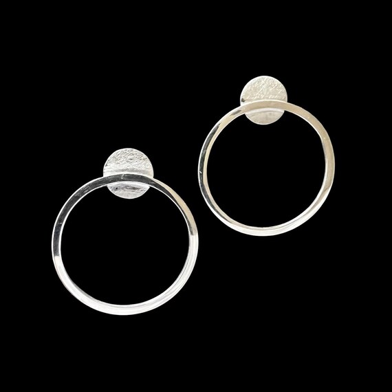 Ebb and Flow Stud Earrings, Silver, North Sea Tidal Circle, Size M, Solid Silver