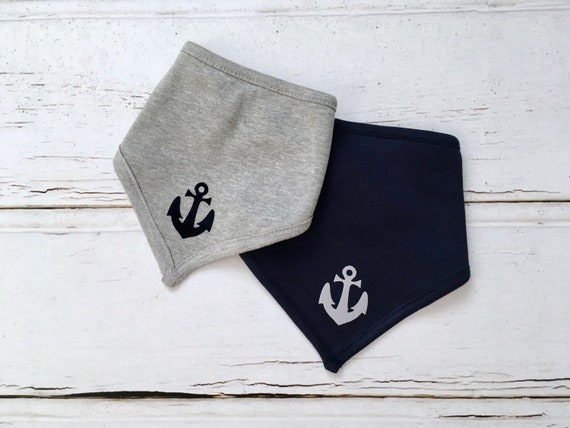 Baby neckerchief set anchor Hamburg-Fair Trade-2-piece set, baby set, baby cloth, bandana, neckerchief with push button, size adjustable
