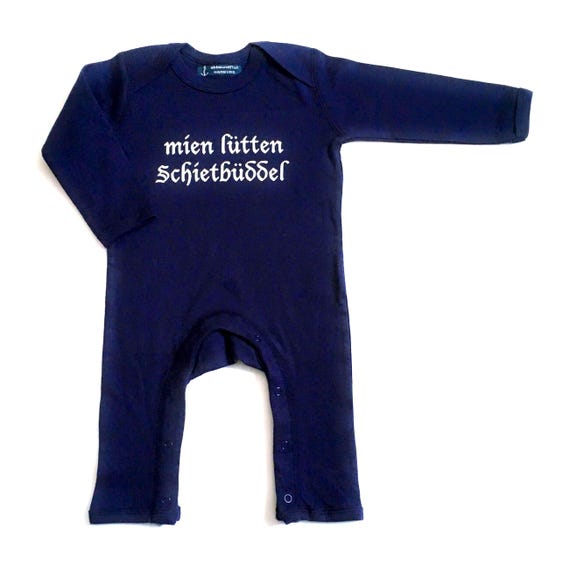 Ebb and Flow Baby Romper "mien lütten Schietbüddel" - Baby Romper Schietbüdel, Low German, Baby Gift for Birth, ebbe und flut®