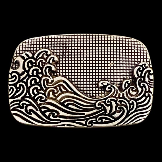 Ebb and Flow Belt Buckle Ocean Wave - Maritime Belt Buckle Ocean Wave for interchangeable belts with 4 cm width