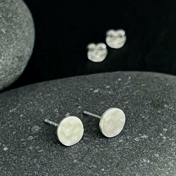 Ebb and Flow Earrings North Sea Silver Mini - Round matte silver plated - Earrings mini