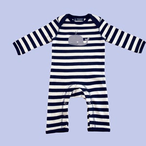 Ebb and flow maritime baby romper whale, baby gift for birth, baby romper whale, pajamas stripes, ebb and flow® image 2