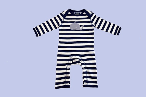 Maritime Baby strampler WAL-Fair Trade-Hamburg Gifts, Gift to Birth, Baby, Baby strampler, Baby Pyjama, Blue and White Striped