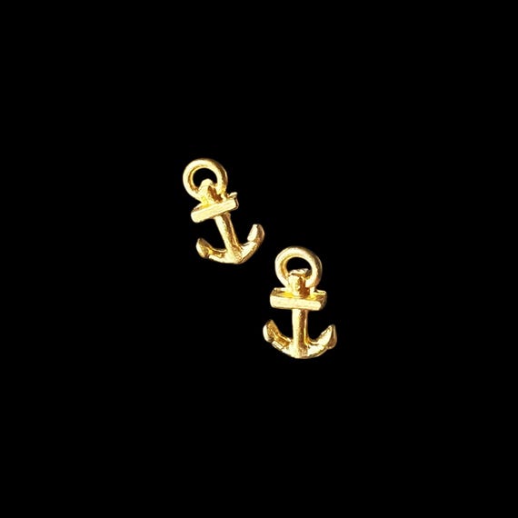 Ebb and Flow Earrings Baltic Sea Anchor Love - 22K matte gold-plated earrings, small anchor