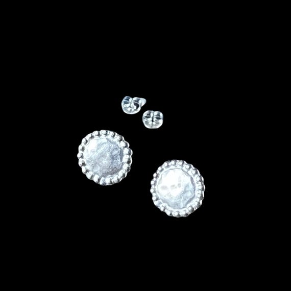 Ebb and Flow Earrings Small Sea Anemone - Round Stud Earrings Matte Silver Plated