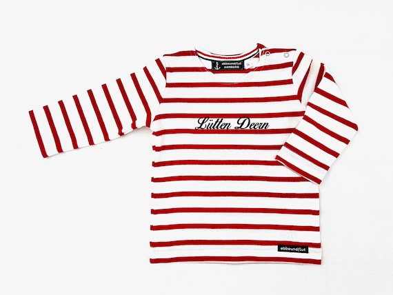 Ebb and flow baby shirt Lütten Deern - white red stripes - maritime Breton shirt Lütten Deern, baby gift for birth, ebb and flow®