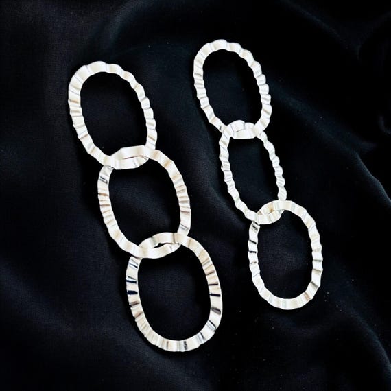 Ebb and Flow Earrings Waves Silver, Earrings long rings waves folded silver by ebbe und flut®