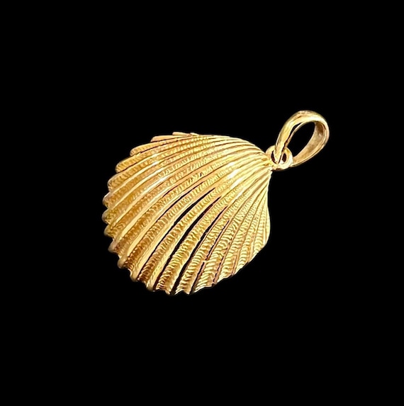 Ebb and flow heart shell made of silver gold-plated - pendant shell medium-sized made of 925 sterling silver gold-plated, size M