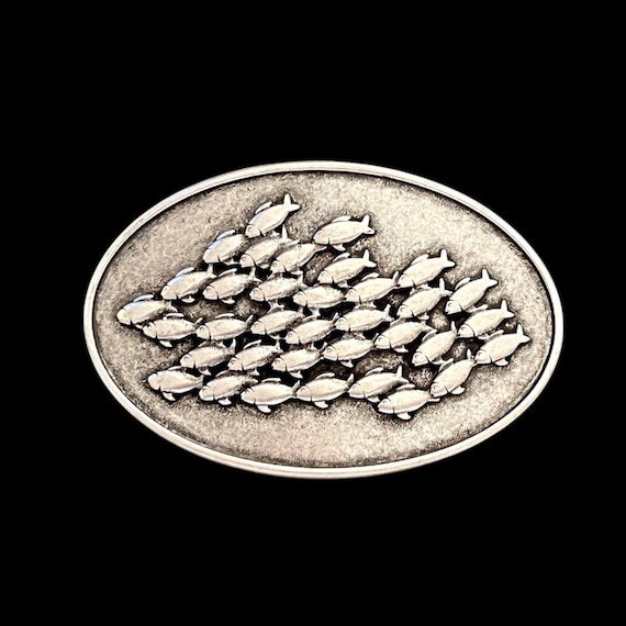 Tides belt buckle fish - school of fish - maritime belt buckle for interchangeable belts with a width of 4 cm