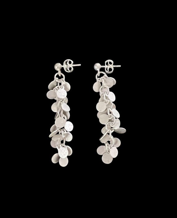 Ebb and flow North Sea earrings - matte silver-plated - long