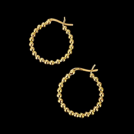 Ebbe und Flut Hoops mit Goldperlen, Kreolen Silber vergoldet - Goldperlen Kreolen 24mm