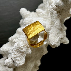 Ebb and flow ring Baltic Sea gold square 22K matt gold plated ring gold plated by ebbe und flut® image 8
