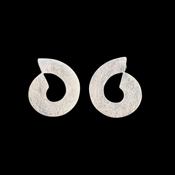 Maritime silver wave stud earrings made of 925 sterling silver - inspired by the waves of the sea - solid silver, ice-matte, matte silver