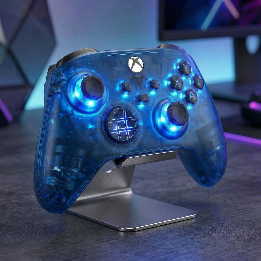 Clear Blue Controller - Transparent Shell - 7 Colour RGB LED - Modded ...