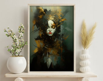 Ankhara Golden Veil | Large Abstract Canvas Painting | Dark Art 100% Hand Painted by Canadian Artist | Acrylic on Unstretched/Rolled Canvas