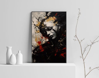 Metamorphic Noir | Large Abstract Canvas Painting | Dark Art 100% Hand Painted by Canadian Artist | Acrylic on Unstretched/Rolled Canvas