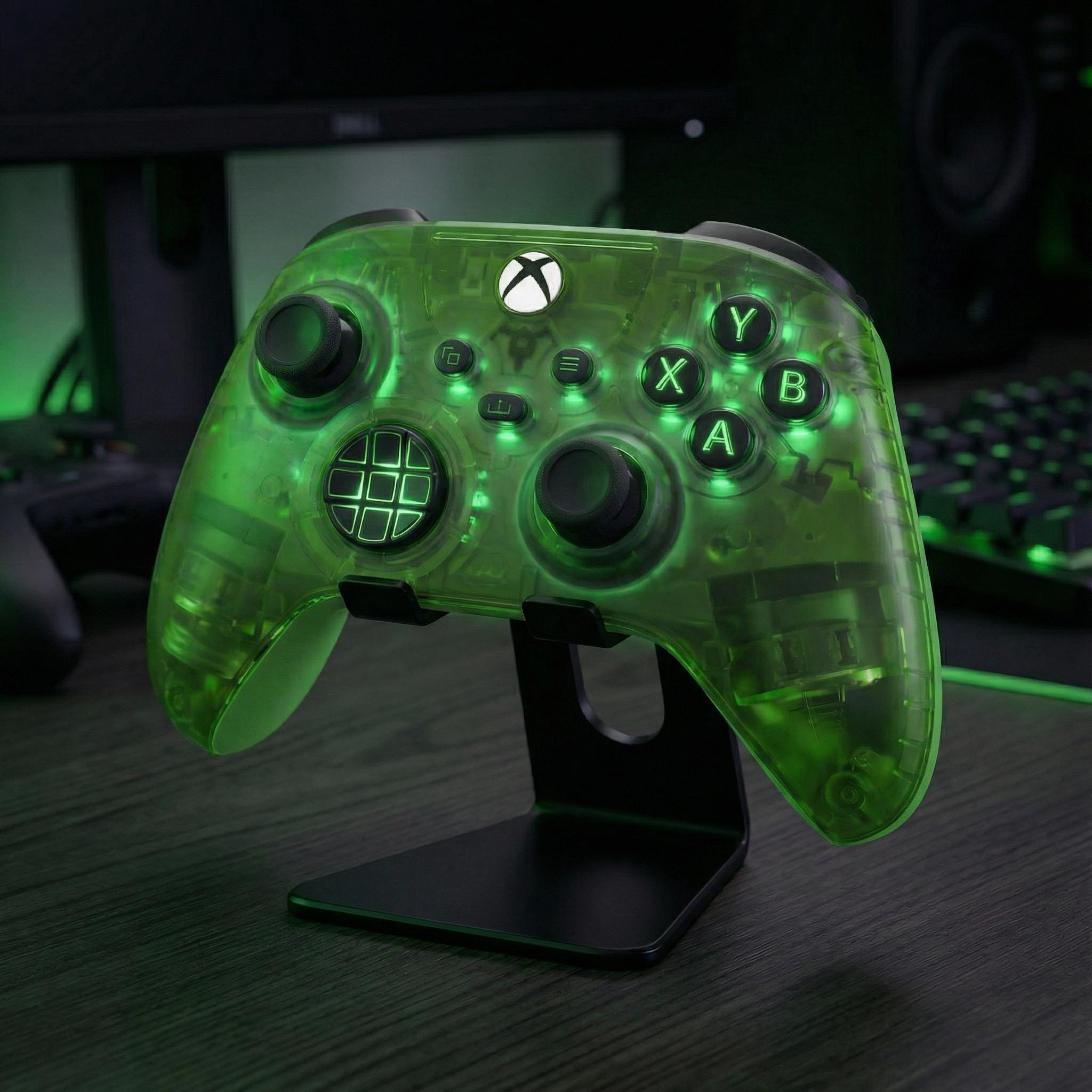 Clear Green Controller - Transparent Shell - 7 Colour RGB LED - Modded ...