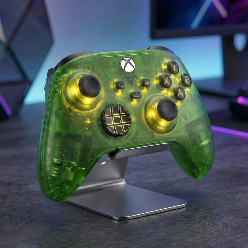Clear Green Controller - Transparent Shell - 7 Colour RGB LED - Modded ...