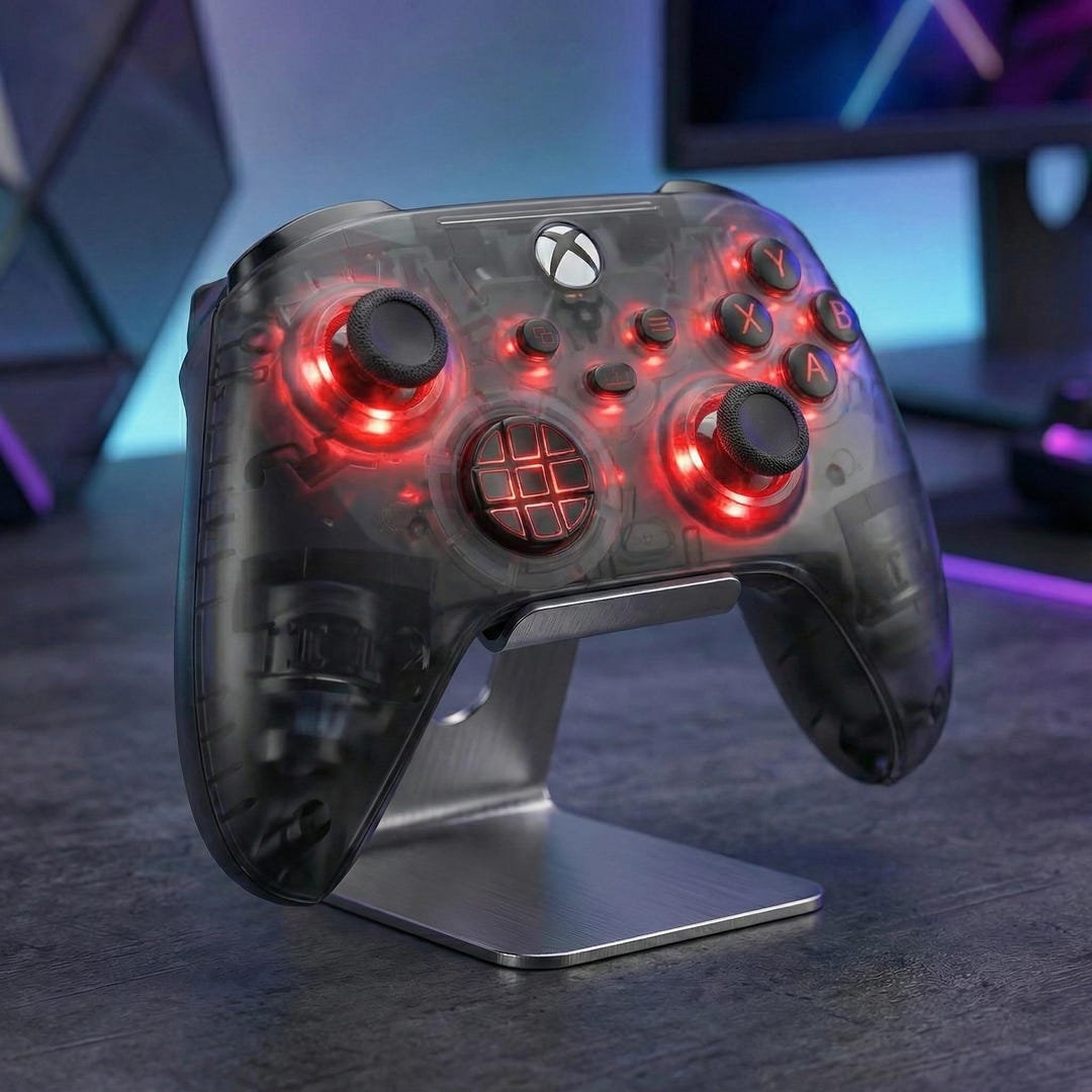 Clear Black Controller - Transparent Shell - 7 Colour RGB LED - Modded ...