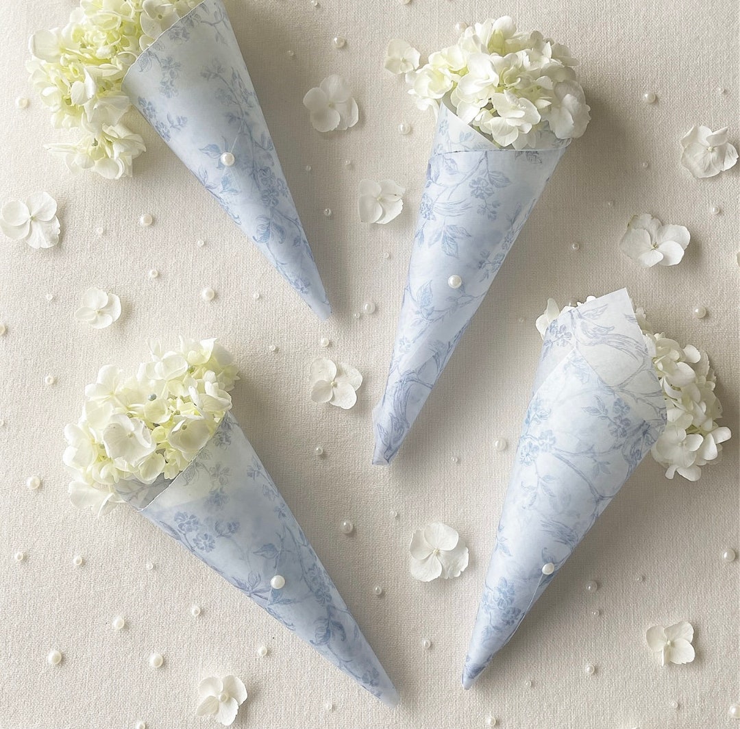 Vellum Flower Wedding Toss Cones Confetti Cones Ceremony Etsy