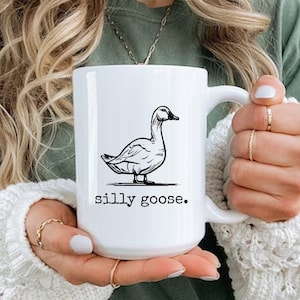 Silly Goose Mug, Funny Goose Mug, Quirky Duck Design Mug, Humor Coffee Cup, Unique Gift Mug for Animal Lovers, Trendy Illustration Mug