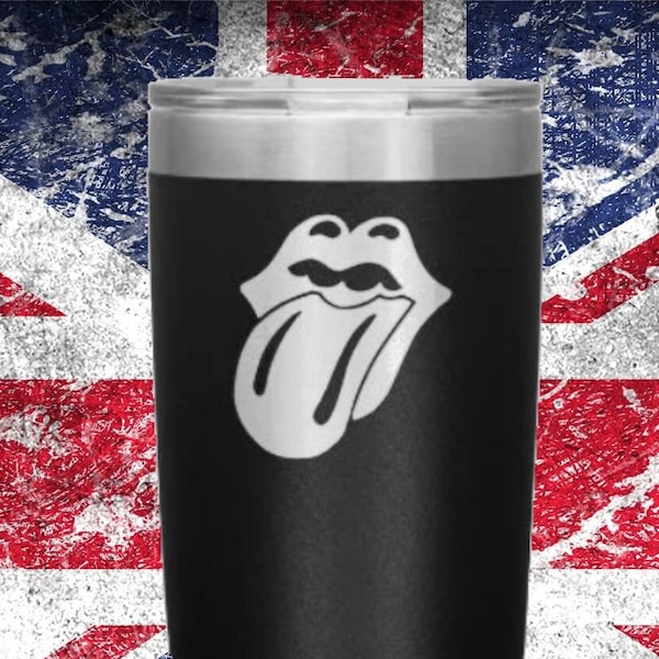 Stones Tongue Tumbler Rolling Stones Lips with Tongue Out High Quality Engraved Insulated Tumbler with Lid Rock and Roll Gift Cup