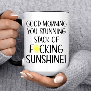 Funny Morning Mug, Good Morning, Stunning Stack, Sunshine Coffee Cup, Funny Mugs, Best Coffee Cups