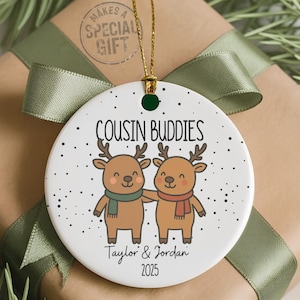 Custom Cousins Ornament 2025, Kid Cousin Personalized Gifts for Christmas, Ceramic