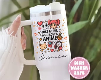 Custom Anime Tumbler 40oz: "Just a Girl Who Loves Anime" Gift