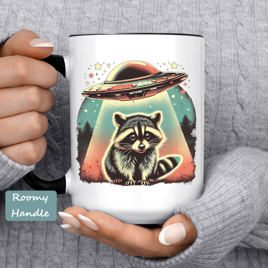 Raccoon UFO Mug, Funny Raccoon Mugs, Capybara Selfie, Cute Animal Mugs ...