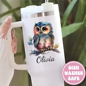 Custom Owl Tumbler, 40oz Tumbler Personalized Gift Idea for Owl Lovers, Owl Water Tumbler, Owl Travel Cup, Big Owl Cup, Gift Owl Cups