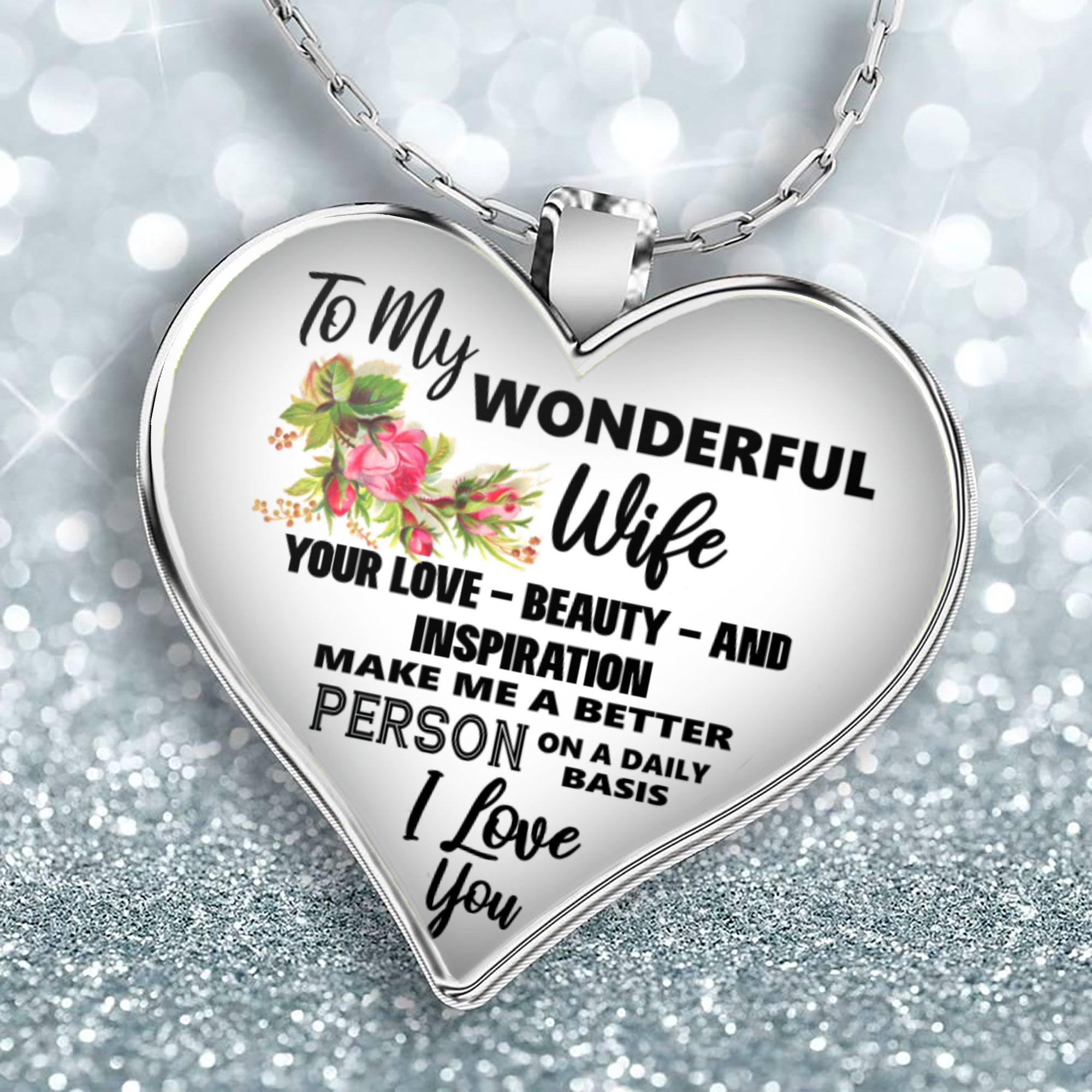 Best Wife Gift To My Wonderful Wife Heart Necklace wife gift Etsy