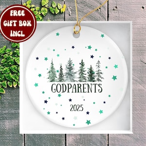 Godparents Ornament Gift, Custom Godparents Christmas Ornament Gifts for Godparent Personalized Godmother Godfather Special Keepsake Ceramic