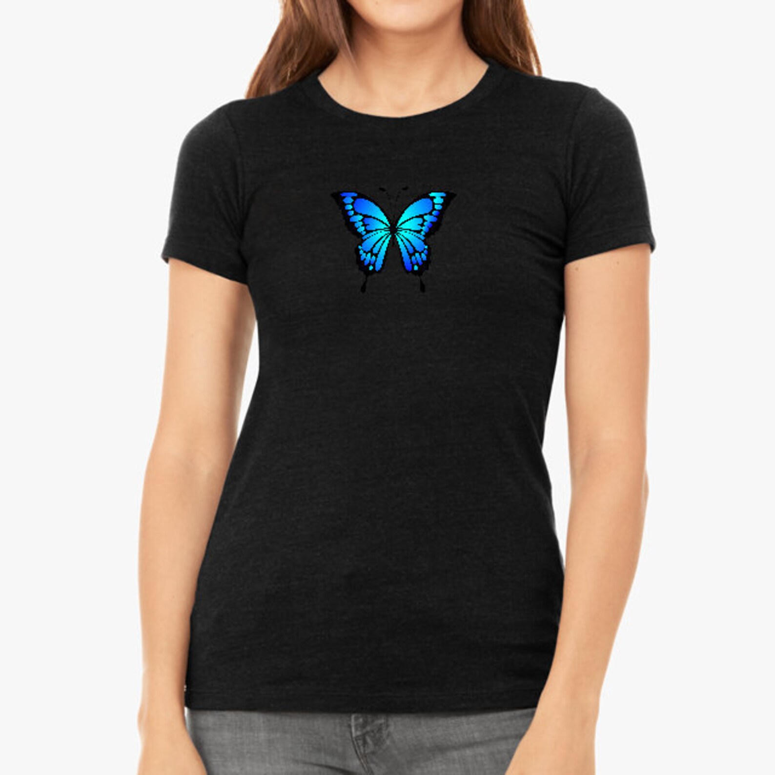 Blue Butterfly Shirt Butterfly Shirts Women Shirts With Etsy