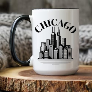 Chicago Mug, Chicago Gifts for Men, Chicago Themed Souvenir, Chicago Skyline, Illinois Cityscape Coffee Cup Gift Idea
