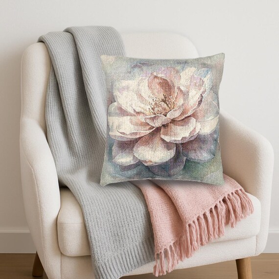Floral Woven Pillow, Cozy Home Decor, Gift for Flower Lovers, Boho