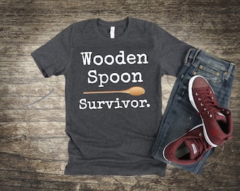 Wooden Spoon Survivor T-Shirt, Funny T-Shirts, 80's Kids, 90's Kids, Latch Key Kid, Funny Unisex Shirts for Men and Women